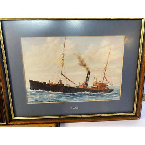 542 - 3 Keith Sutton shipping prints consisting of Trawler-Filey, Trawler Samuel Howitt and Wreak of The F... 