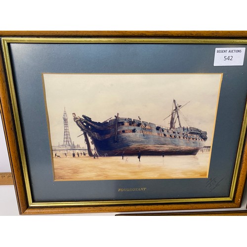 542 - 3 Keith Sutton shipping prints consisting of Trawler-Filey, Trawler Samuel Howitt and Wreak of The F... 