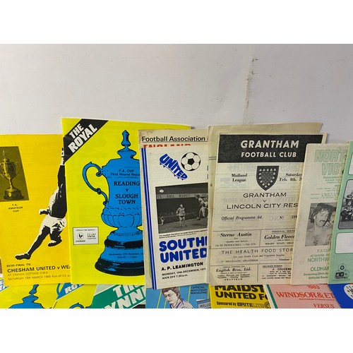 551 - Collection of football programmes many featuring non league clubs.