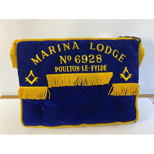 562 - Masonic cushion no 6928 Poulton-le-Fylde Lodge 55x40cms