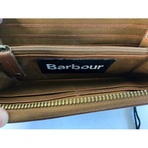 569 - Barbour waxed hat and wallet.