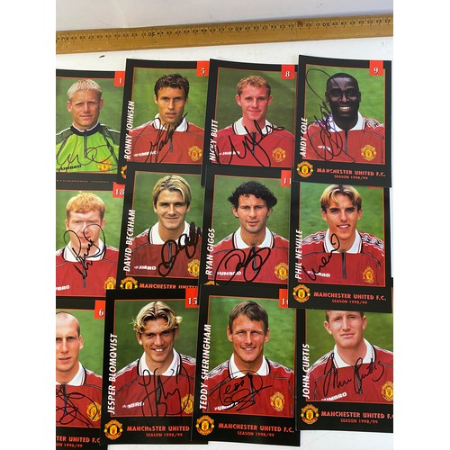 805 - Selection of 21 football cards from Manchester United 1998/9 all hand signed