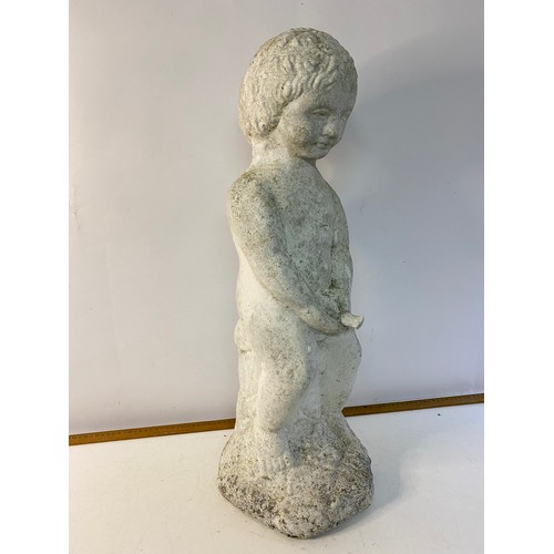 825 - Vintage 'weeing boy' garden statue measuring 68 cms tall