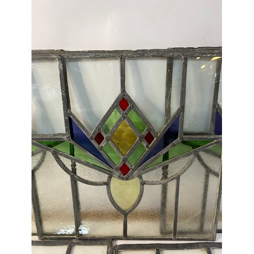 826 - Set of 5 x stained glass windows measuring approx 40 cms square