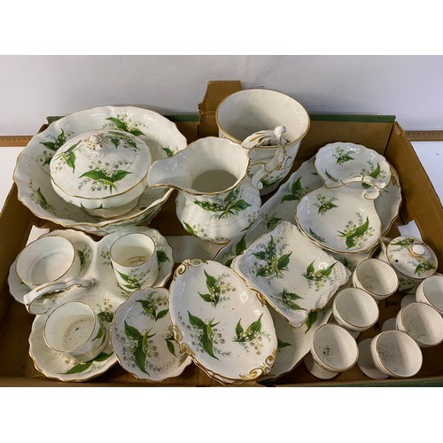 830 - Selection of Hammersley 'Lily of the Valley' china including egg cups, serving trays, jugs, bowls et... 