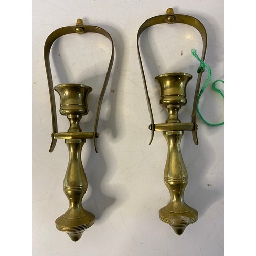 545 - Pair of vintage brass gimbals, ships swing candles