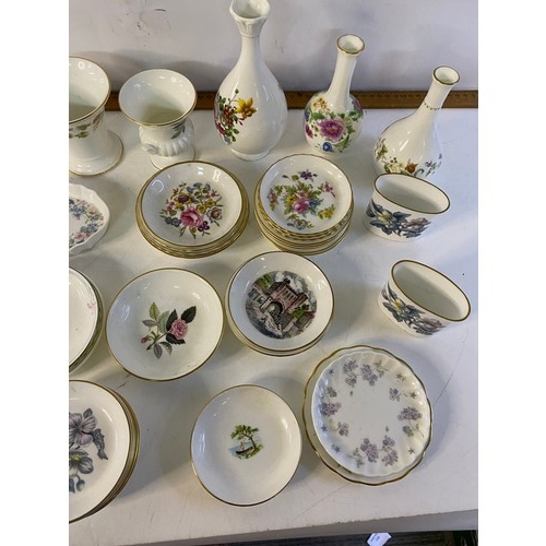 698 - Box of china trinket pots, dishes and vases from Coalport, Wedgwood and Minton.