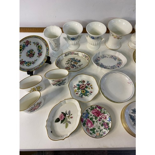 698 - Box of china trinket pots, dishes and vases from Coalport, Wedgwood and Minton.