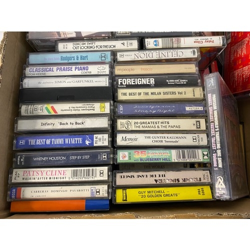 706 - Box of cassette tapes, approx 140 mixed genres