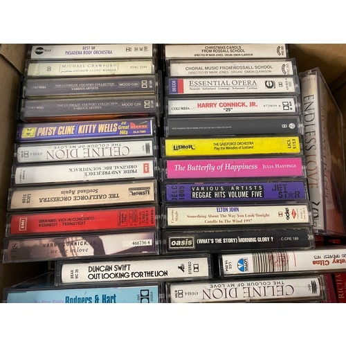 706 - Box of cassette tapes, approx 140 mixed genres