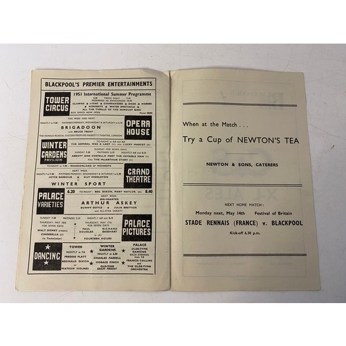 803 - Official programme from Blackpool Football Club 12th May 1951, Festival of Britain R.S.C. v Anderlec... 