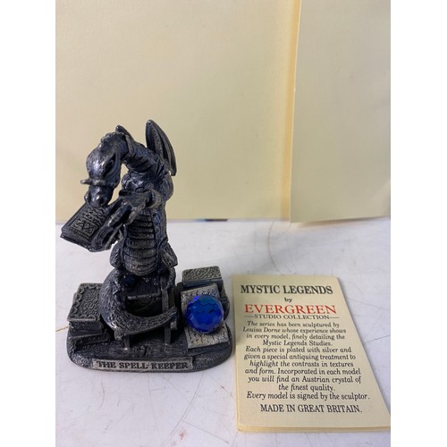 787 - Mystic Legends, The Spell Keeper Dragon metal figure with crystal, first edition issue made in 1992 ... 