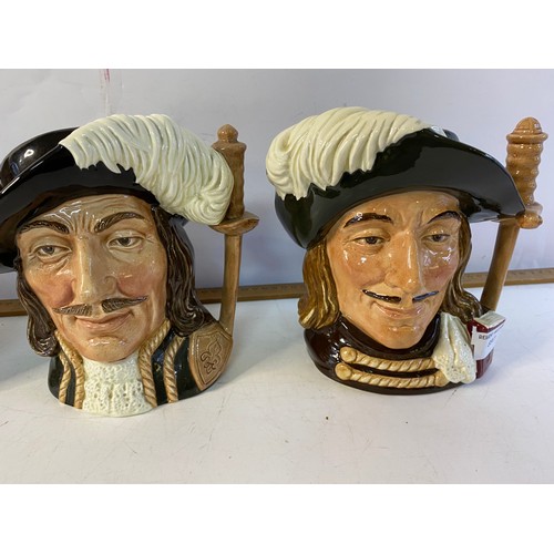 897 - Three Musketeers Royal Doulton character jugs, Athos, Porthos and Aramis. 18cms