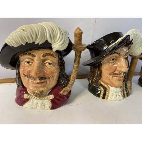 897 - Three Musketeers Royal Doulton character jugs, Athos, Porthos and Aramis. 18cms