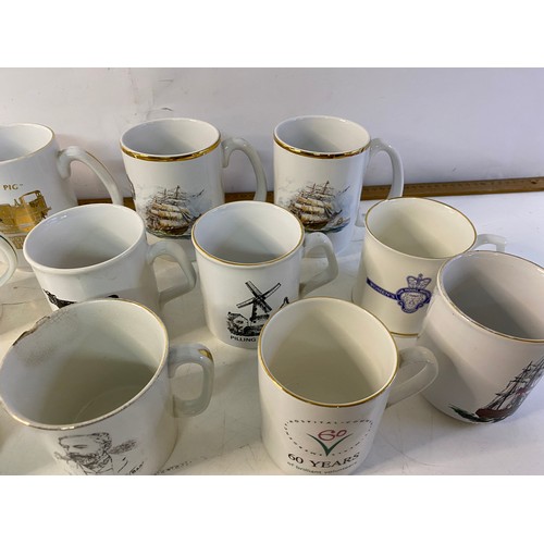 902 - Collection of Lancashire Masonic mugs from Garstang, Pilling, Wyneside and Scorton.