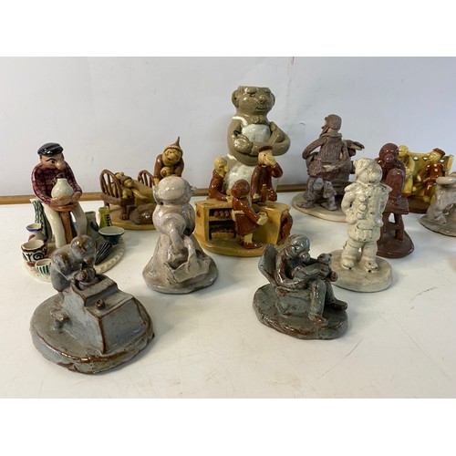 913 - Large collection  of Big Nose Studio pottery figures. Tallest is 16cms