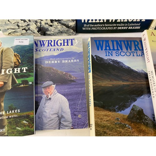 926 - Collection of Wainwright fell walking books.