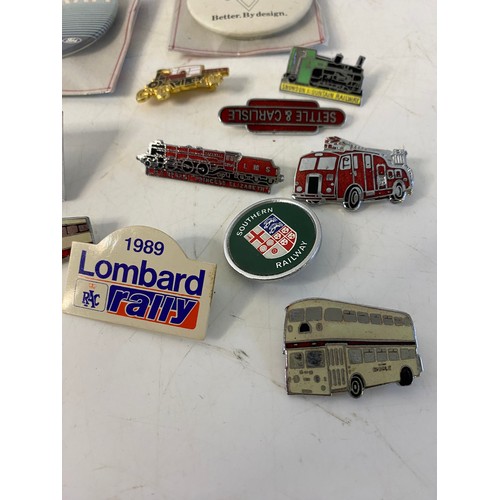 940 - Collection of Transport cars, bus, train and motorcycle badges