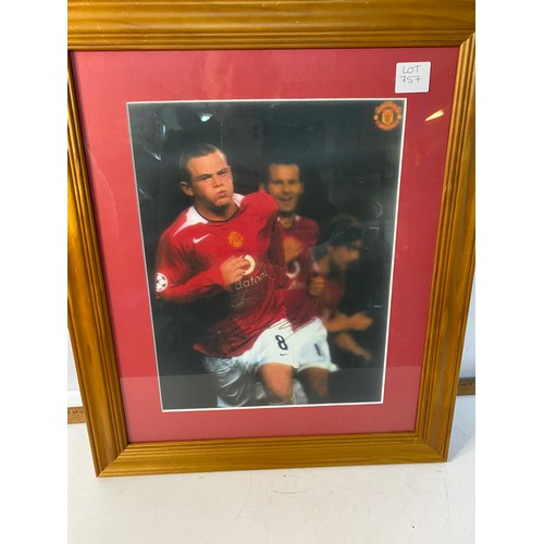 757 - 2011 Manchester United signed football and a framed and signed Wayne Rooney picture. Autographs incl... 