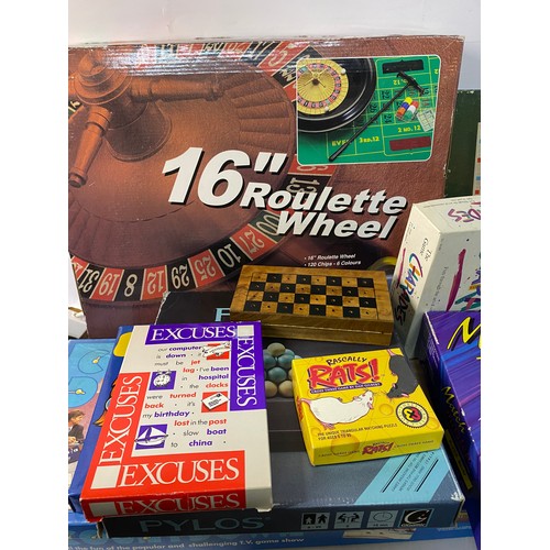 764 - Selection of vintage board games, model kit and toys from Scrabble, Pylos, Stay Alive and others.