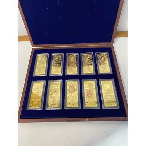 1008 - Set of 10 gold tone commemorative plaques from the Million Dollar Collection.