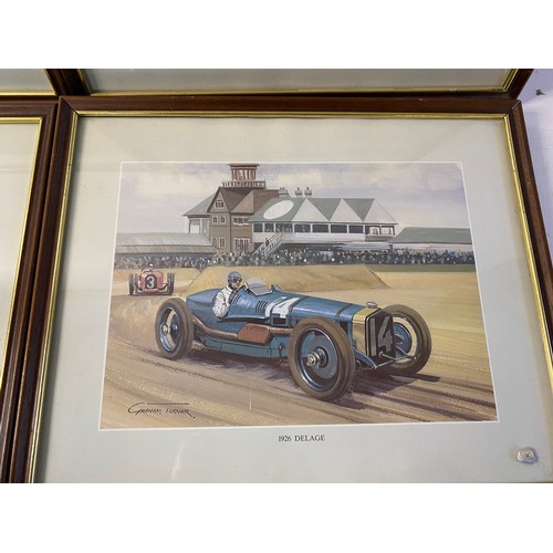 752 - 4 framed motor racing prints by Graham Turner, 32x26cms