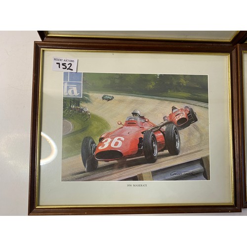 752 - 4 framed motor racing prints by Graham Turner, 32x26cms