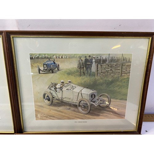 752 - 4 framed motor racing prints by Graham Turner, 32x26cms