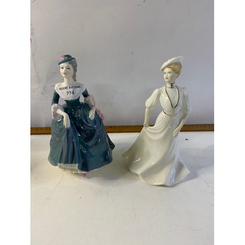 774 - 3 x Coalport Ladies, Regina, Lorraine, and La Belle Creole. Also a Royal Doulton figure HN 2388 Kare... 