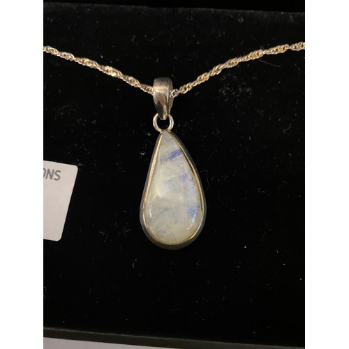 793 - Sterling silver and Moonstone pendant on sterling silver chain.