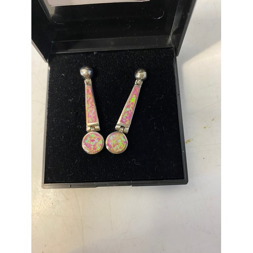 796 - Sterling silver ear-rings set with fire opals.