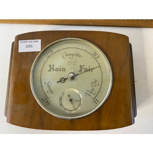 888 - A Smiths Empire eight day ships/bulkhead clock and a Smiths Barotherm barometer