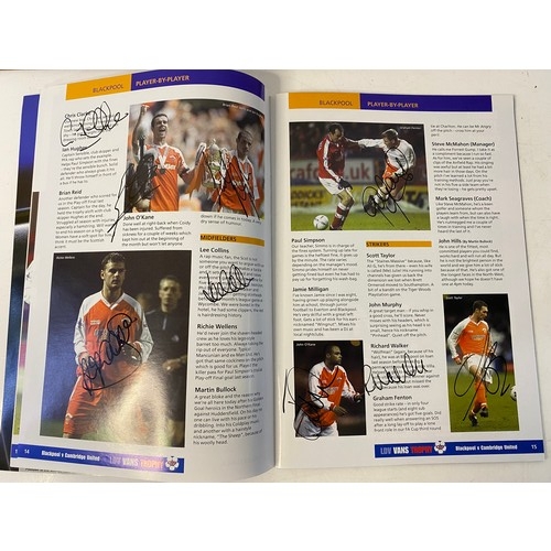 929 - Programme from Blackpool v Cambridge LDV vans trophy final, signed by Blackpool team