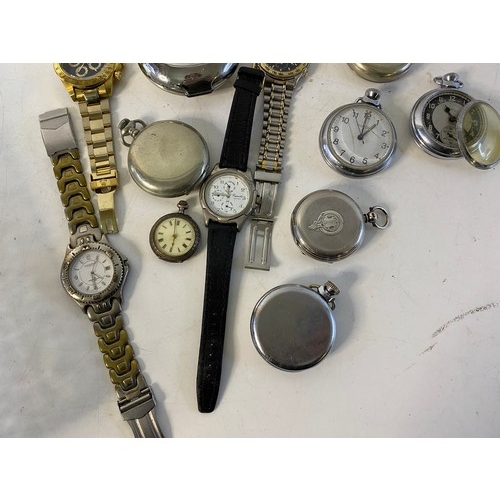 956 - A box of watches and pocket watches and a box of spares and accessories