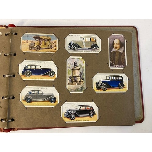 976 - Cigarette card album with loose cards, stamps and post cards.