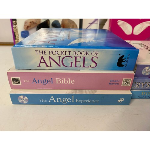 110 - Selection of books on crystals, angels and tarot. Also 3 sets of Doreen Virtue angel cards.