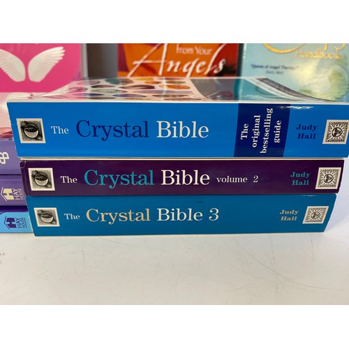 110 - Selection of books on crystals, angels and tarot. Also 3 sets of Doreen Virtue angel cards.