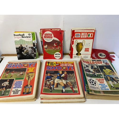 128 - Vintage suitcase containing vintage football programs, magazines and memorabilia.