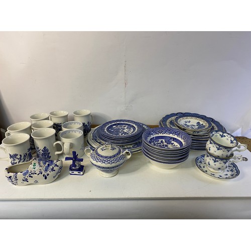 132 - Selection of blue and white china and ceramics.