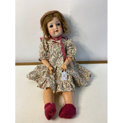 146 - Antique German Bisque head doll c.1910 believed to be by CM Bergmann.