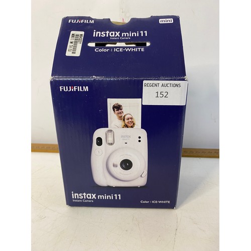 152 - Fugifilm instax mini instant camera in box. No film included but it is available to buy online.