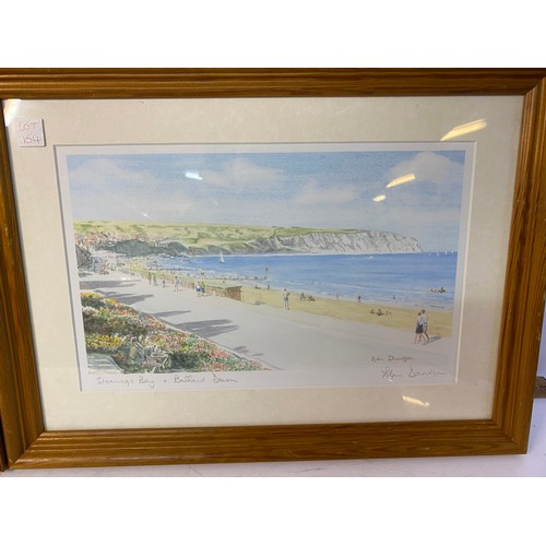 154 - 2 Robin Davidson hand signed framed prints, Lulworth Cove and Swanage Bay. Largest is 43x33cms.