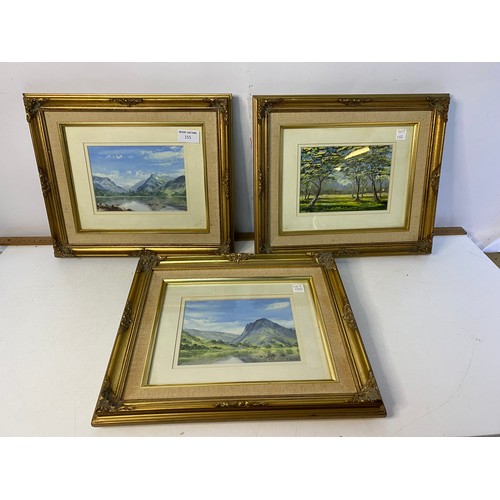 155 - 3 gilt framed oil paintings by Mrs A. Barlow entitled 