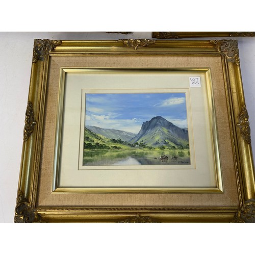 155 - 3 gilt framed oil paintings by Mrs A. Barlow entitled 