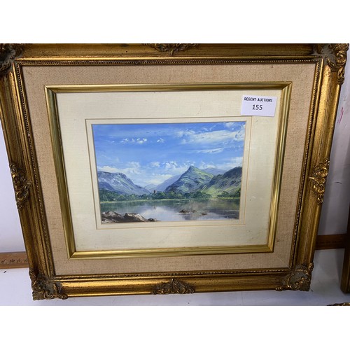 155 - 3 gilt framed oil paintings by Mrs A. Barlow entitled 