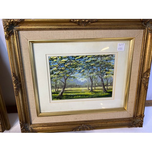 155 - 3 gilt framed oil paintings by Mrs A. Barlow entitled 