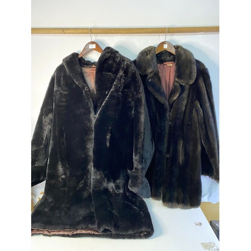 156 - 2 vintage coats, a Tissavel Simulated Fur and Eskay Fur, medum and  long length.