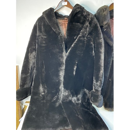 156 - 2 vintage coats, a Tissavel Simulated Fur and Eskay Fur, medum and  long length.