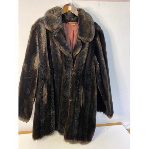 156 - 2 vintage coats, a Tissavel Simulated Fur and Eskay Fur, medum and  long length.