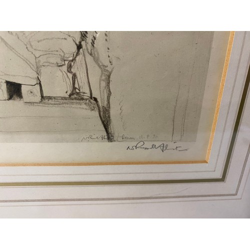 159 - Sir William Russell Flint Ra framed print of spiral staircase in Dinan, hand signed in pencil 37x47c... 